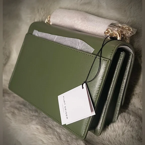 Kurt Geiger -NWT- Green Leather Shoreditch Crossbody Bag - Picture 5 of 11